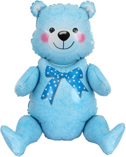 Шар (22''/56 см) Фигура 3D, Сидячий мишка, Голубой, 1 шт. в уп.