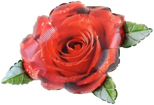 Шар (27''/69 см) Цветок, Роза, Красный, 1 шт.